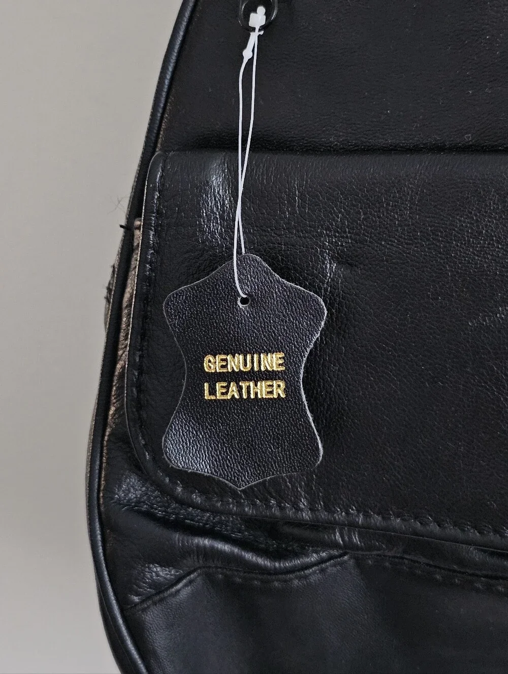 Black Genuine Lambskin Leather Sling Backpack Convertible Shoulder Bag